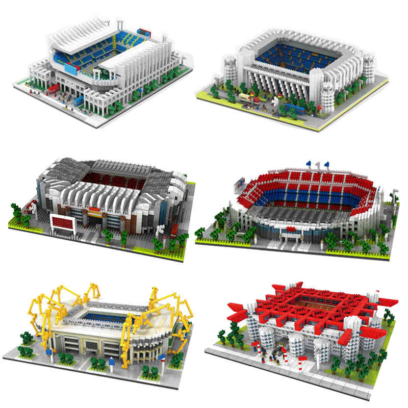 

Architecture Block Old Trafford Football Field Toy Nou Camp Stadium Building Milano Micro Blocks Educational Bricks Kids Gifts X0522