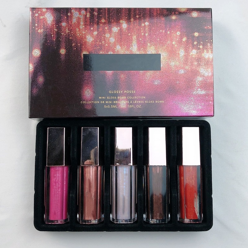 

Christmas LipGloss Set Mini Diamond Lip Glaze 5pcs Gloss Bomb Festive Collection lips gloss, Mixed color