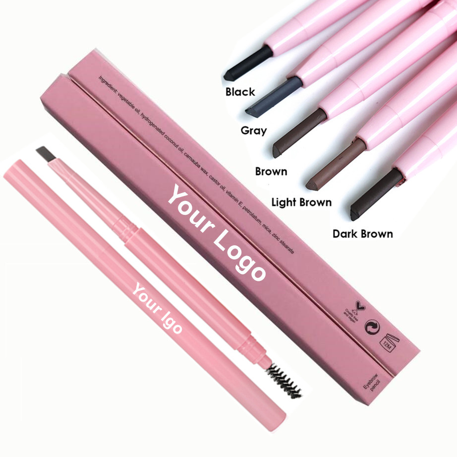 

Customized Eyebrow Pencil Double-headed Waterproof Cosmetic Long Lasting Eyebrown Pen 5colors Women Gift, As picture
