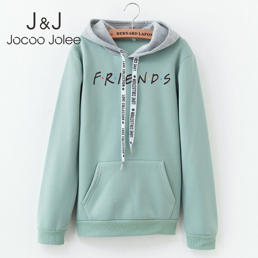 

Jocoo Jolee Korean Harajuku Loose Hoodies Autumn Letter Print Crew Neck Sweatshirts Casual Hit Color Hooded Pullover 210518
