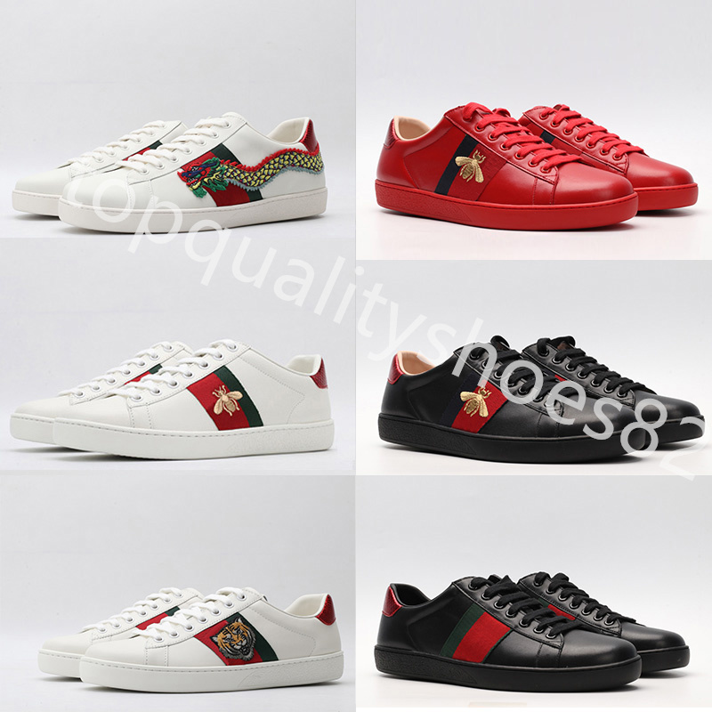 

2022 Lux Designer Sneakers For Men Women Fashion Triple Black White Tiger head Leather Bee Chain Embroidered Casual Shoes