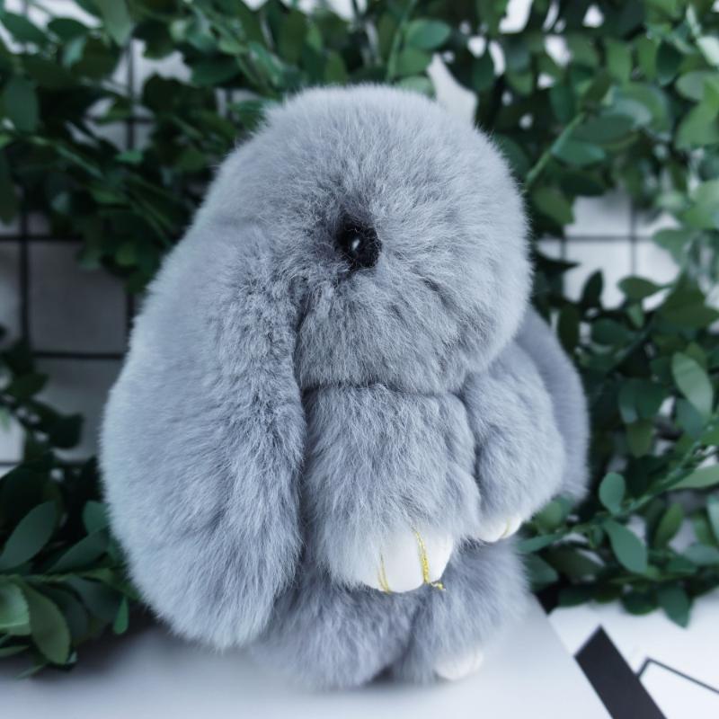 

Keychains Key Chain Real Rex Fur Ring Cute Bag Pompom 2021 Fashion Doll