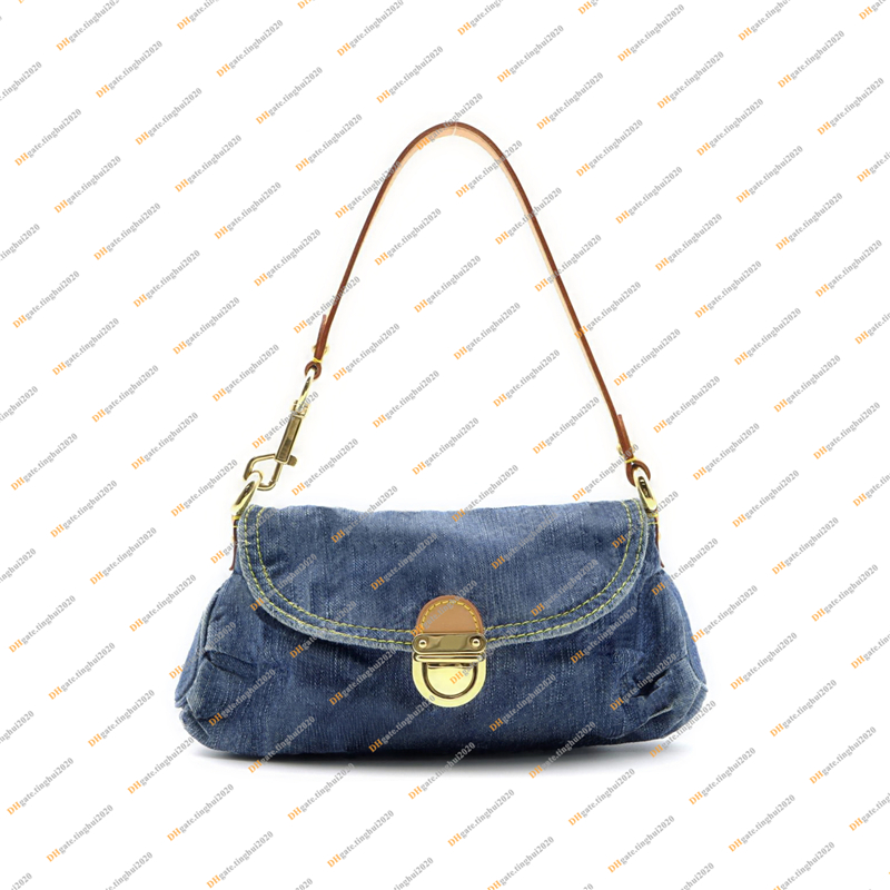 

Ladies Fashion Casual Designer Denim Embroidered Handbag Cross body Shoulder Bags High Quality TOP 5A M95050 TOTES Purse Pouch, Blue denim 1/ with dust bag