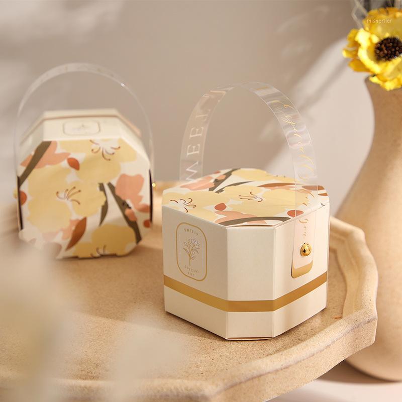 

Gift Wrap 5PCS Wedding Gifts For Guests Candy Sweets Packaging Portable Box With Handle Favor Event Party Cake Dessert