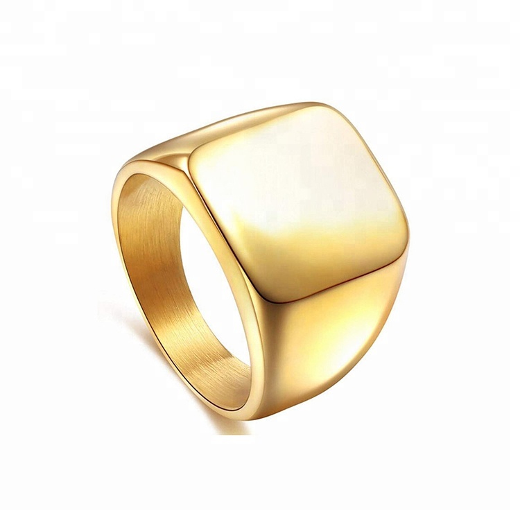 

22K Gold Plated jewelry 925 Silver Custom Engraved Blank Signet Ring For Men
