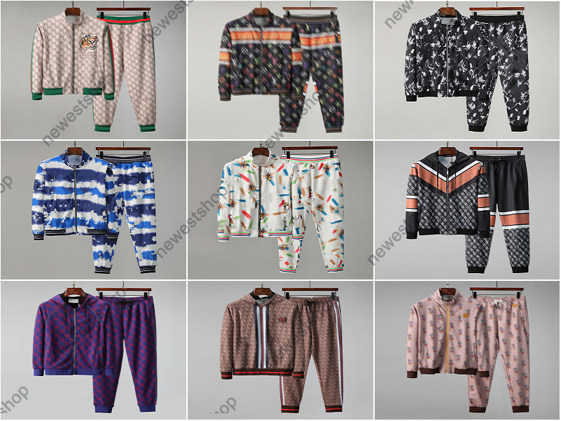 

9 style 2020 fashion designer mens tracksuit luxury clothing jacket outwear sweatshirt suit tiger flowers print patchwork sportwear pants, Gray
