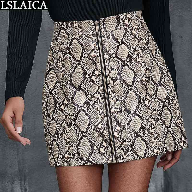 

Skirt A Line Snake Print Wrapped Hips Slim Woman Skirts Streetwear Fashion All Match Elegant Casual Mini Saias Mulher 210520, Gray