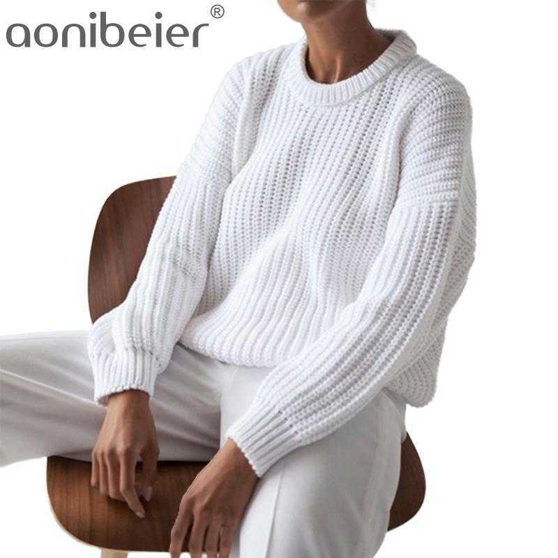

Loose Autumn Winter Sweater Women Elegant Knitted Oversized Warm Female Pullovers Fashion Solid Tops 210604, Red