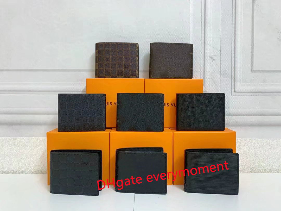 

Leather high quality wallet men's and women's wallet fashion designer wallet 60895 classic zipper passport bag dustproof cloth card fashion box