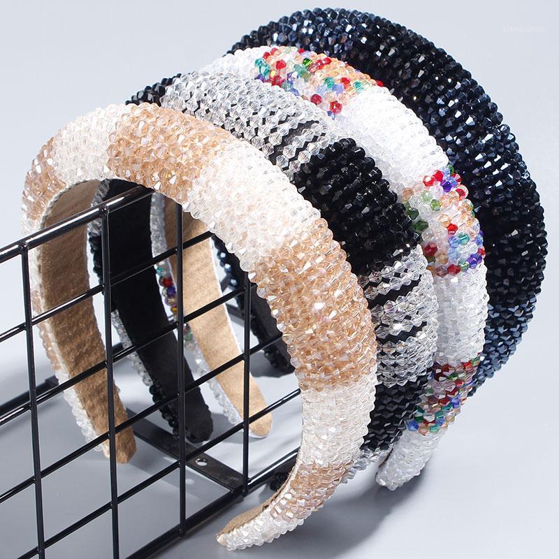 

Designer Patchwork Crystal Headband Bridal Wedding Party Hair Accessories Thick Sponge Band Beaded Head Bands For Women Clips & Barrettes, Golden;silver