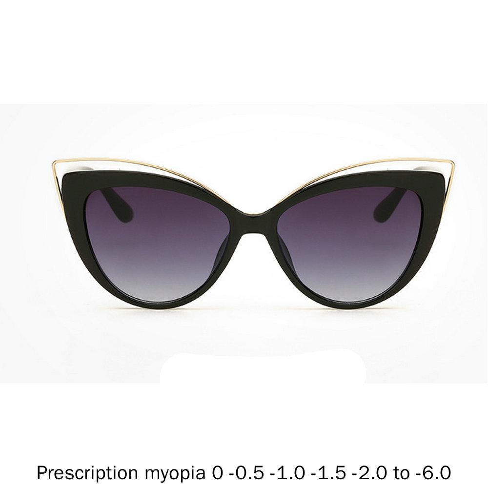 

Diopter Female Myopia Sunglasses Oversized Big Frame Vintage Designer Luxury Fashion Lady Cat Polarized Driving Sun Glasses NX