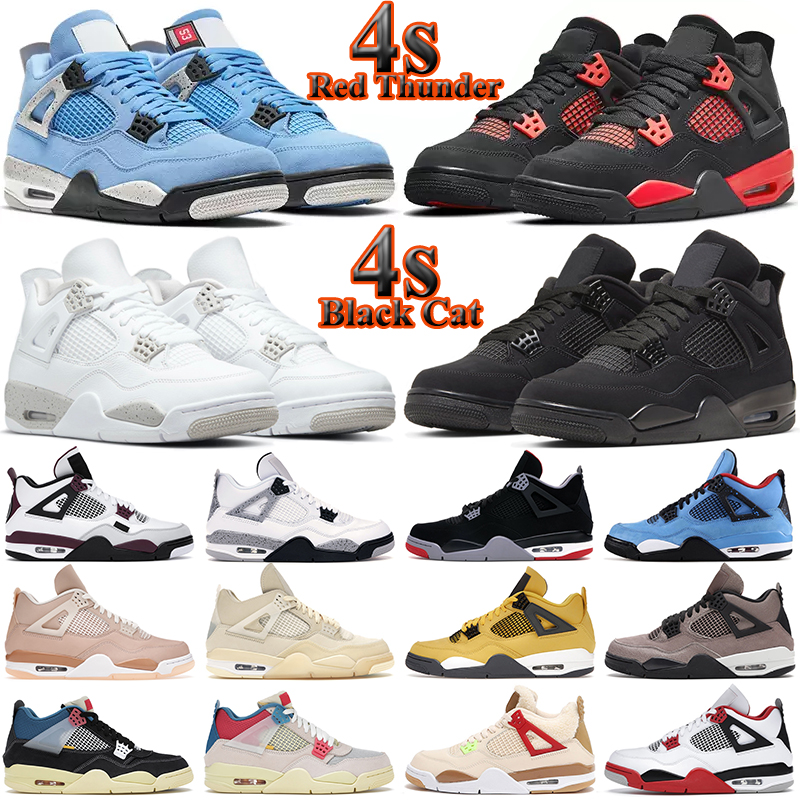 

2022 Basketball Shoes Black Cat 4s Jumpman 4 mens womens University Blue Sail Red White retro Oreo Thunder Wild Things travis scotts men women trainers sneakers 5.5-13, 4s #32