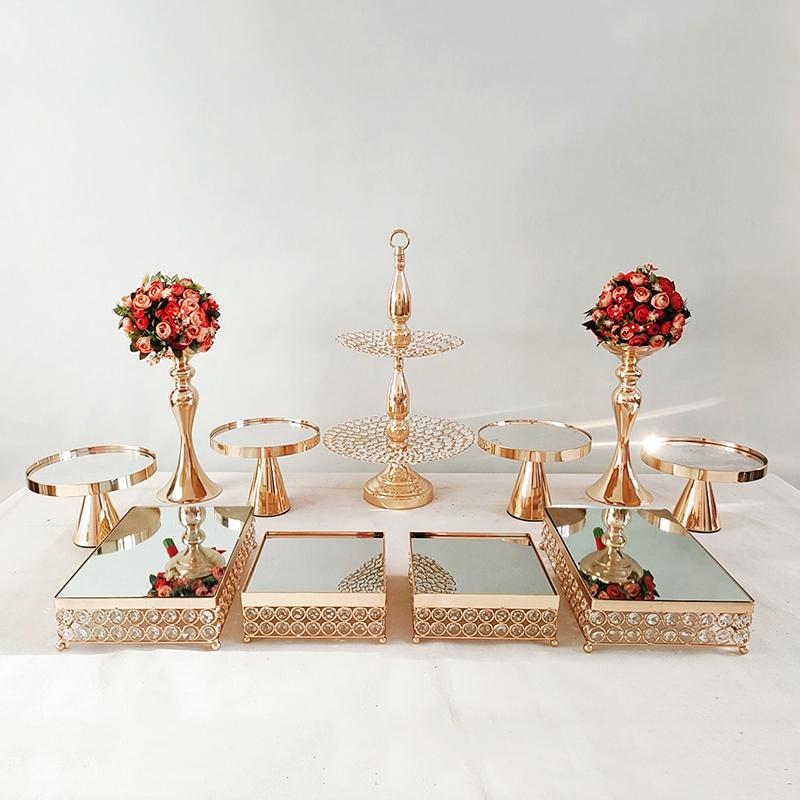 

Other Bakeware Gold Cake Stand Set Of 3pcs-11pcs, Round Mirror Top Dessert Cupcake