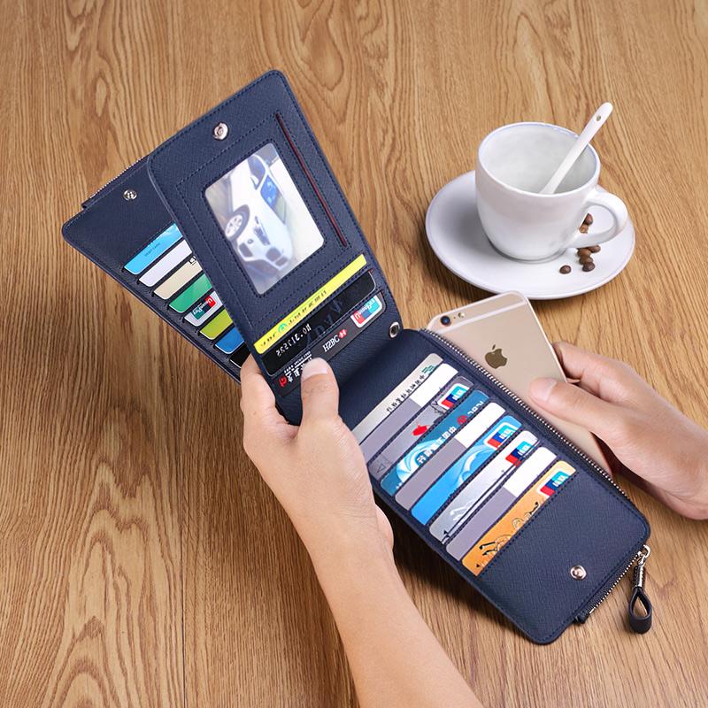 

Card Holders WILLIAMPOLO RFID Men's High Quality Long Wallet Leather Multi-card Zipper Large Capacity, Cross black