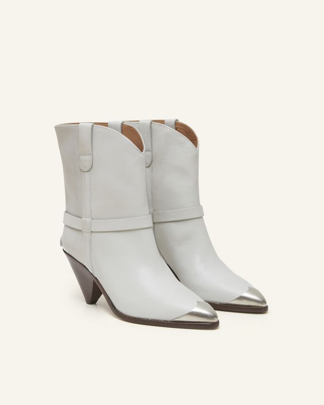 

Fashion Season Shoes Isabel Paris Marant Limza Boots White Genuine Leather Metal Toe