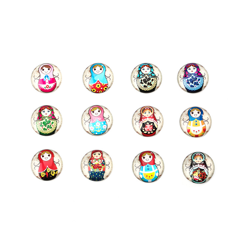 

Russian Doll Fridge Magnet 12PCS Set Cute Cartoon Refrigerator Magnets Babushka Nesting Matryoshka Sleeve Dolls Stickers Decor