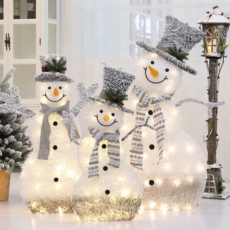 

Christmas wrought iron flocking lights snowman counter decoration shopping mall supermarket holiday scene decorations navidad P0828