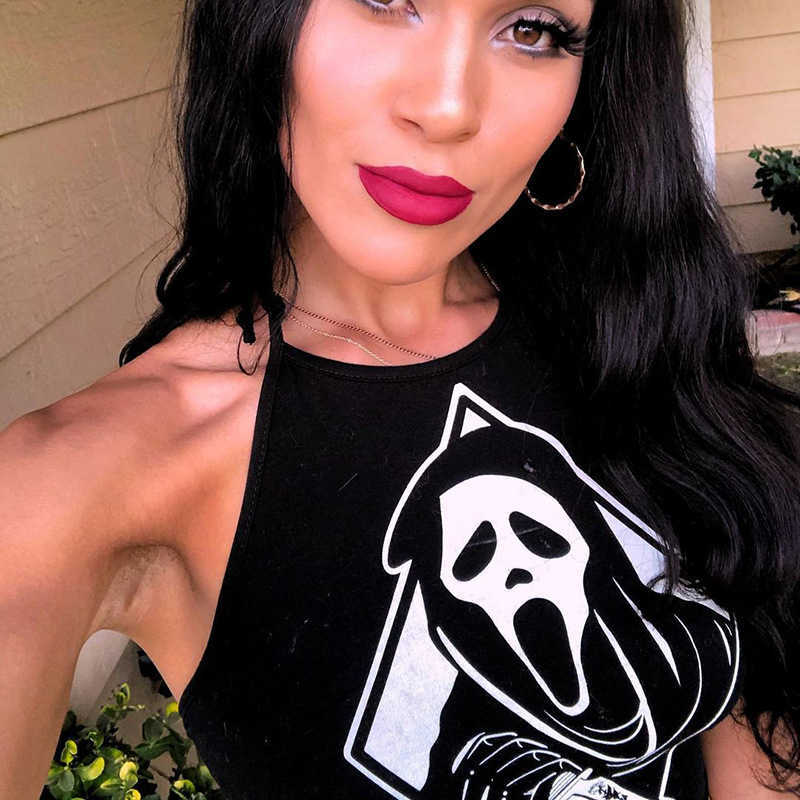 

Gothic Demon Print Black Cami Goth Vintage Sexy Backless Halter Harajuku Punk Grunge Summer Sleeveless Crop Top 210608