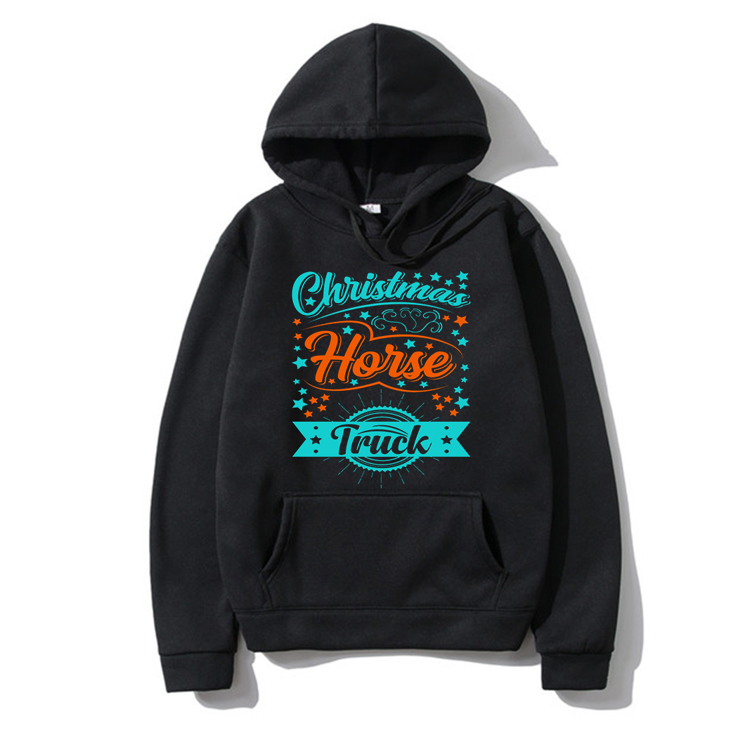 

Women Hoodies Thick Fleece Sweatshirts Ladies Autumn Winter Casual Sport Loose Street Wear Long Sleeve Pullovers Christmas Pattern English Letters Printing Tops, Black 2