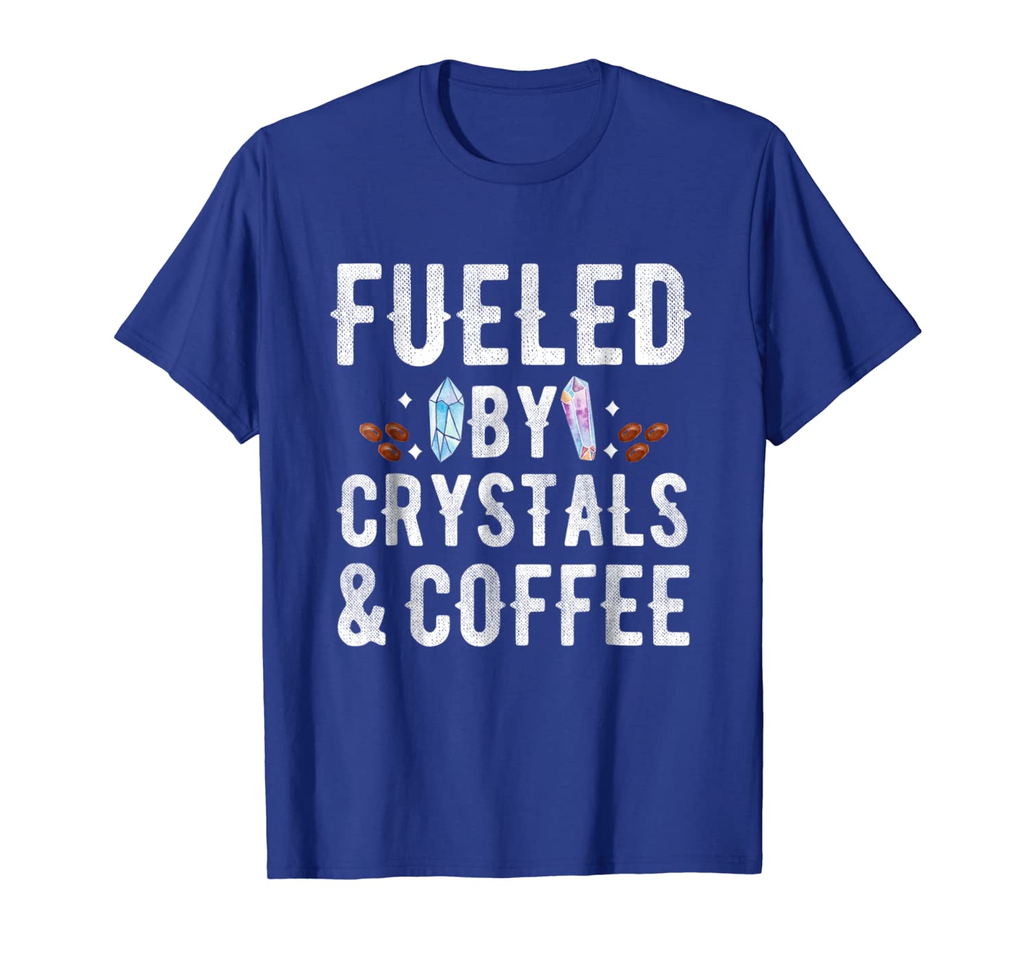 

fueled by crystals and coffee funny casting spells shirt, White;black