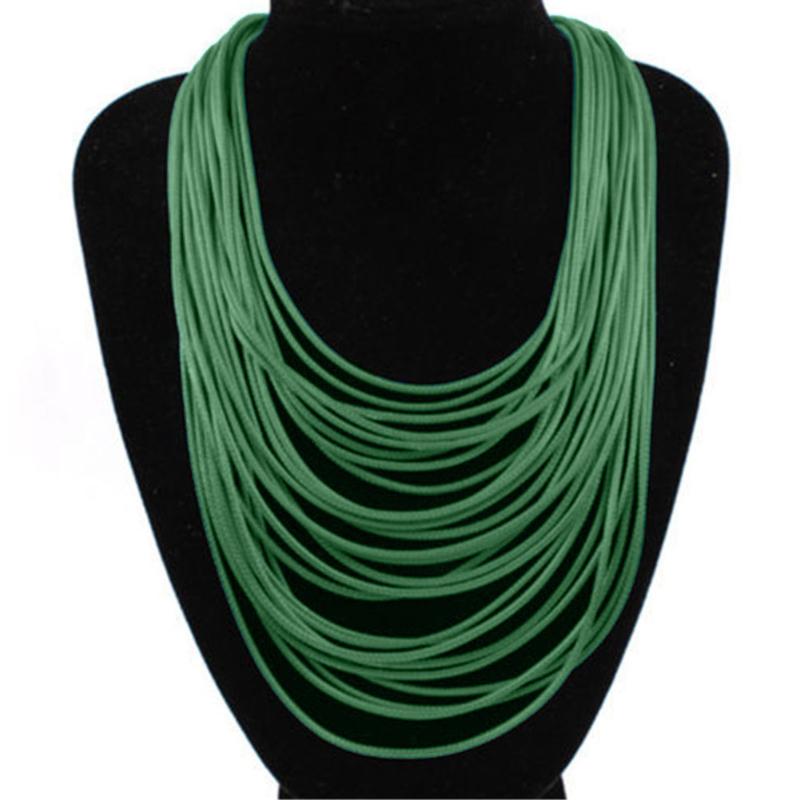 

Chains Necklace Multicolor Bohemian Long Jewelry Accessories Fabala All-Match Leather Rope Pendant Multi-layer, Silver