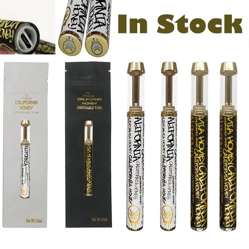 

California Honey Disposable Vape Pens 1ml Ceramic Coil Cigarettes Rechargeable Battery Thick Oil Cartridges Empty Copper Gold 510 Carts Packaging Delta8