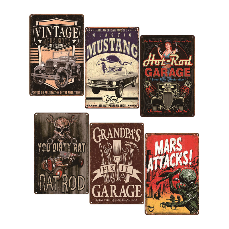

Painting Wholesale Wall Plaque Car Motorcycle Garage Advertising Logo Motor Oil Vintage Retro Metal Tin Sign