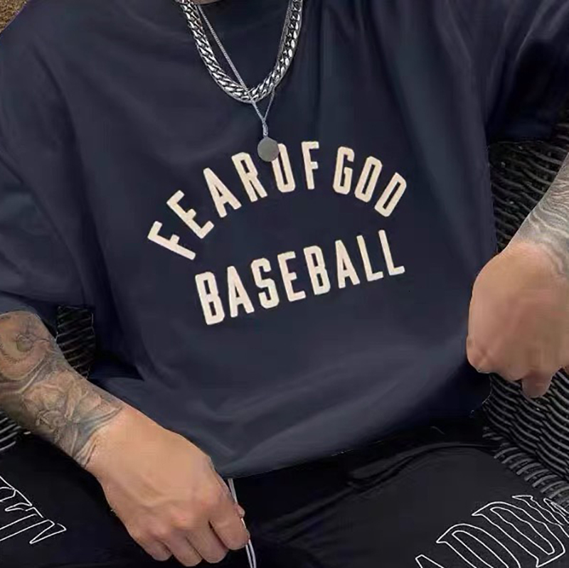 

God of FOG Fear Baseball Tee Black Seventh 7th T-shirts Casual Short Sleeves Cotton T Shirts Men Women Hip Hop Streetwear MG210022, White;black