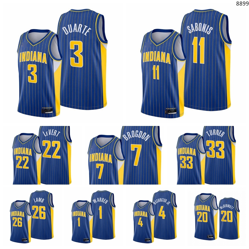 

IndianaPacersMen Domantas Sabonis Chris Duarte Malcolm Brogdon Myles Turner Caris LeVert Warren McConnell 2020-21 Trade City Basketball Jersey Size -3XL, 13