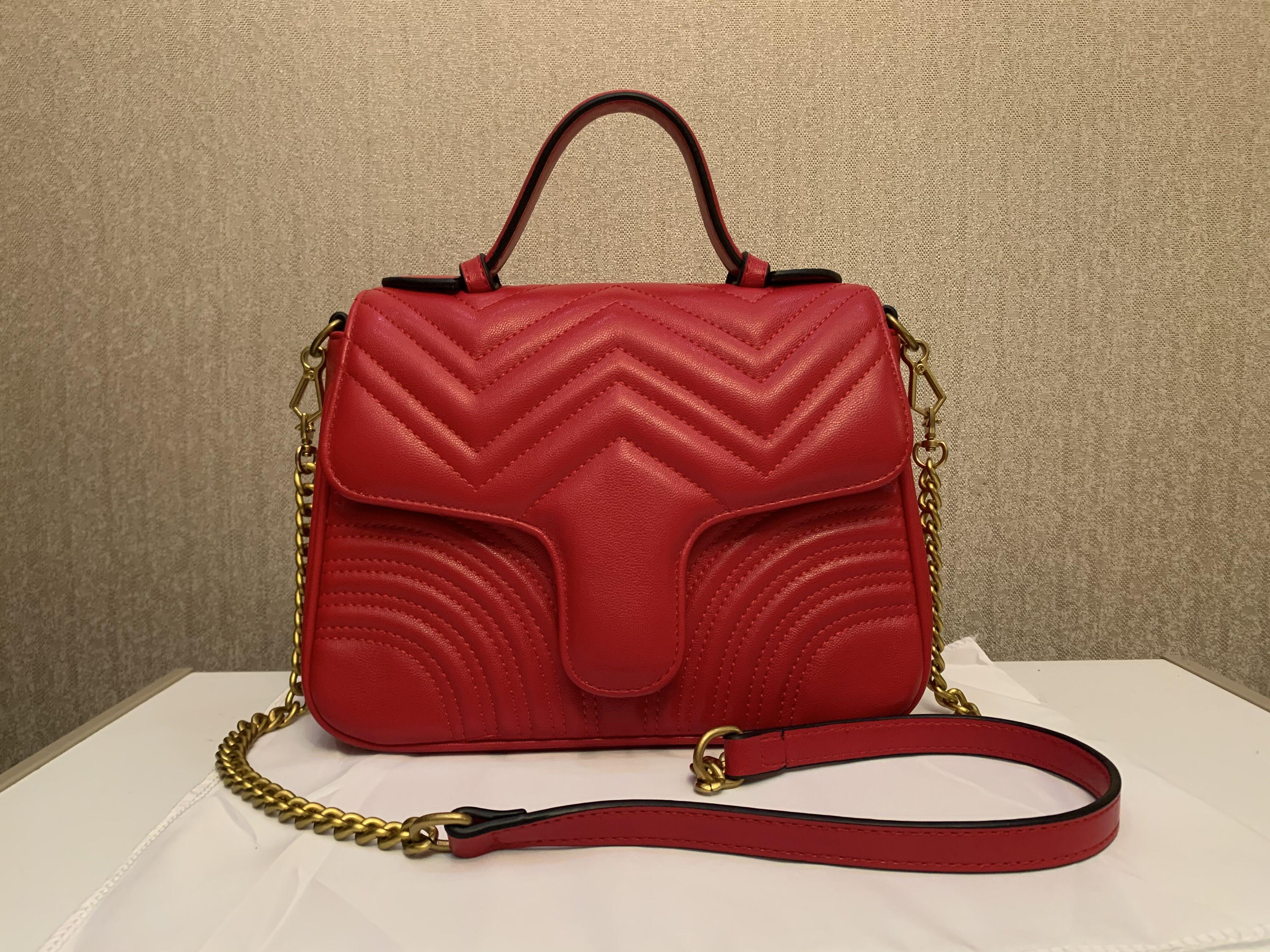 

Luxury Designer New Style Shoulder Bags Women Gold Chain Cross Body Bag PU Leather Handbags Purse Female Messenger Tote, Red