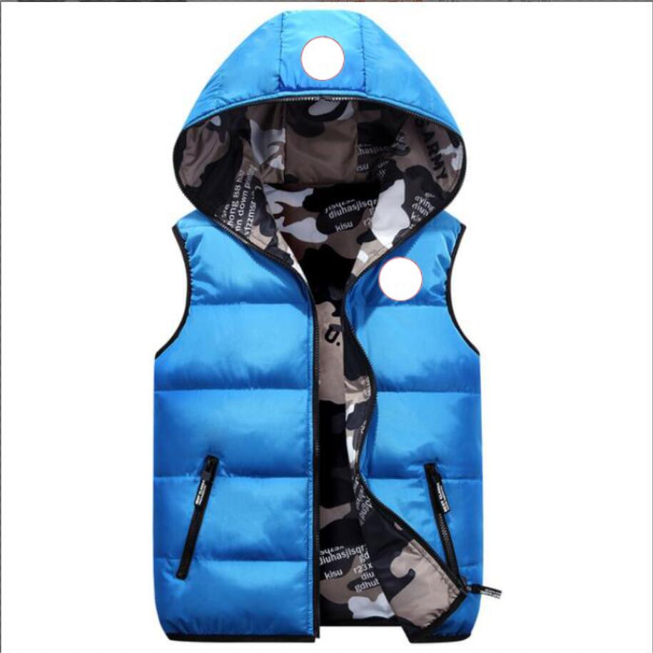 

Waistcoat Boys' Lightweight Hooded Puffer Down Vest Jacket Waistcoat Double Side Wear, Red