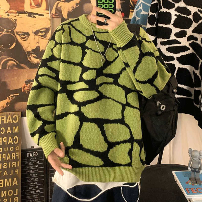 

ZAZOMDE Knit Sweaters Winter Warm Fashion Hip Hop Pullovers Casual Soft Sweater Loose Trendy Streetwear Sweater Male Pullovers 211018, Green