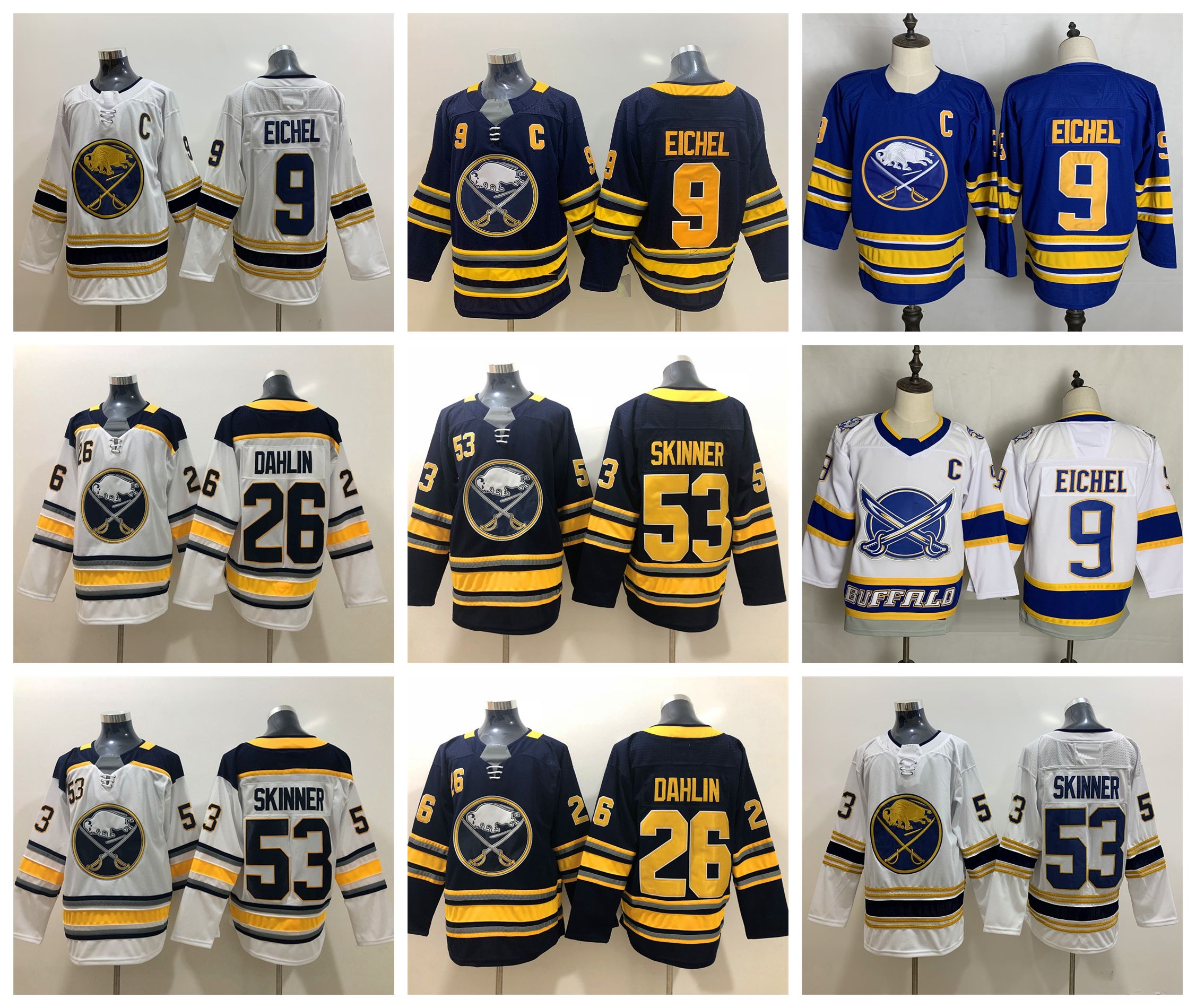 

2021 Buffalo Sabres Jerseys Men Jack Eichel Jersey Victor Olofsson Sam Reinhart Rasmus Ristolainen Colin Miller Stitched, 9 jack eichel (c)