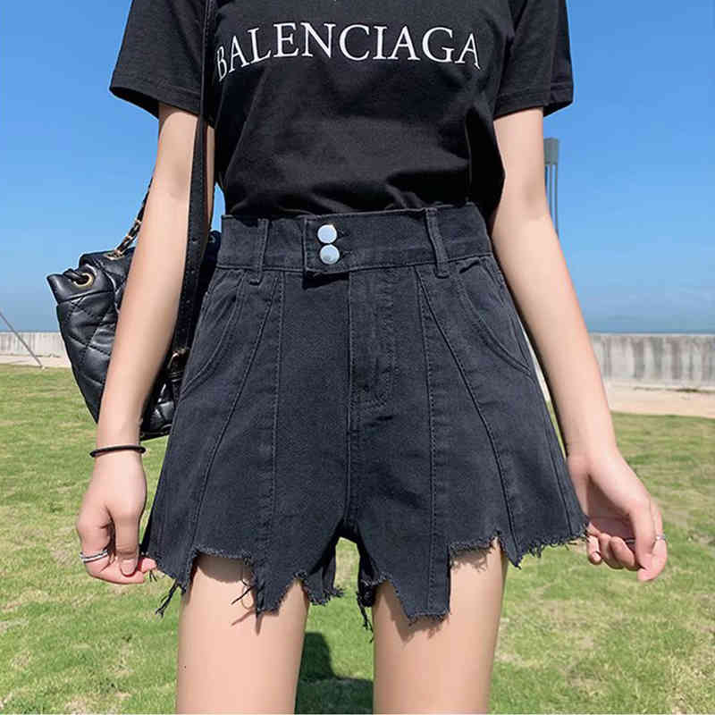 

shorts High Waist Loose Women's Casual Jeans 5XL Plus Size Korean Version of All-match Solid Color Cotton Denim Shorts For Lady, 02