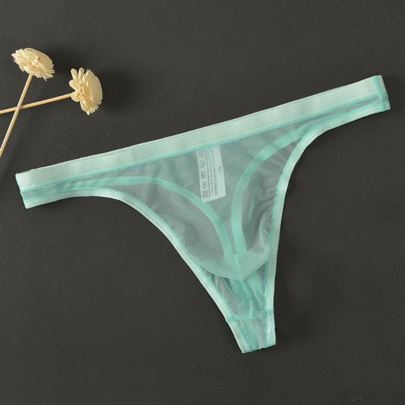 

Underpants For Men Sexy Breathable Underwear T-Back See Through Lingerie Male Lace Transparent Thong Summer G-String Briefs, Skin