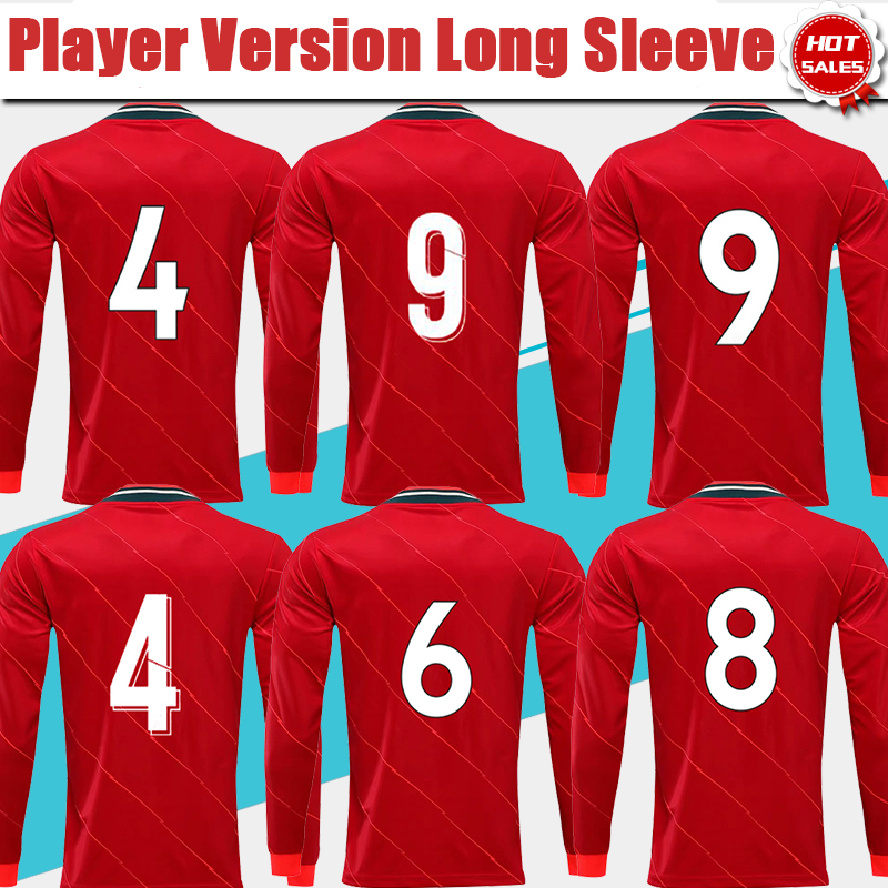 

Player Version Long Sleeve The Red Football Jersey the secular bird Home Red Full Sleeve Soccer Shirt Goalkeeper Black Customized 2021 2022