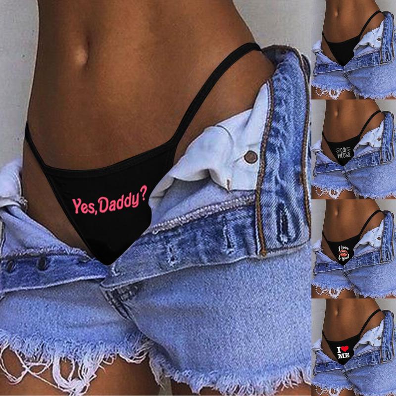 

Women' Panties Sexy Women High Waist Solid Cplor Briefs Female Underwear Lingerie Funny Letter Printing Ladies G-String Thong