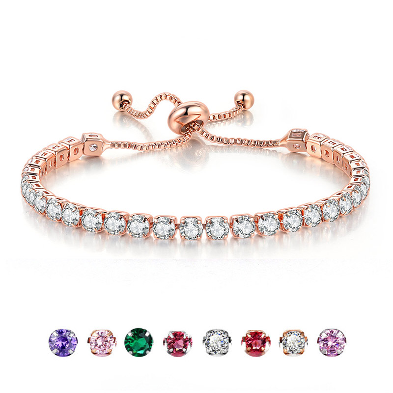 

Fashion Handy Adjustable Bracelet Bangle For Women 4*4mm Cubic Zirconia Dazzling Shiny Charm Wedding Gifts Fashion Jewelry H133