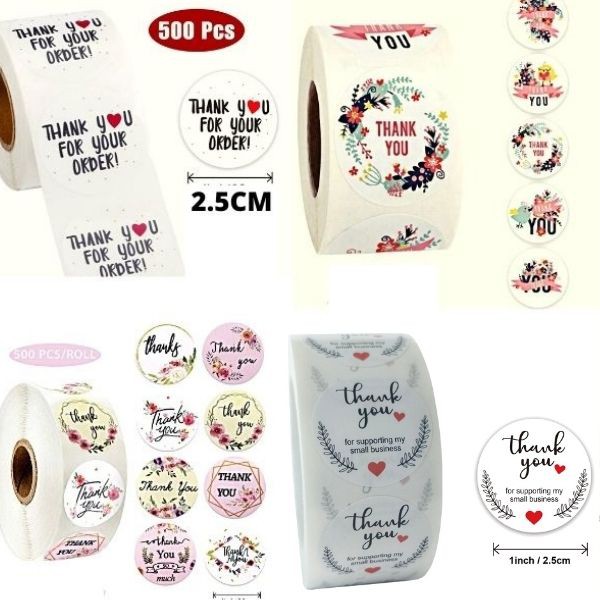 

500pcs/roll Thank You Birthday Party Quality Seal Label Scrapbook Handmade Round Circle Stationery Food Sticker Paper