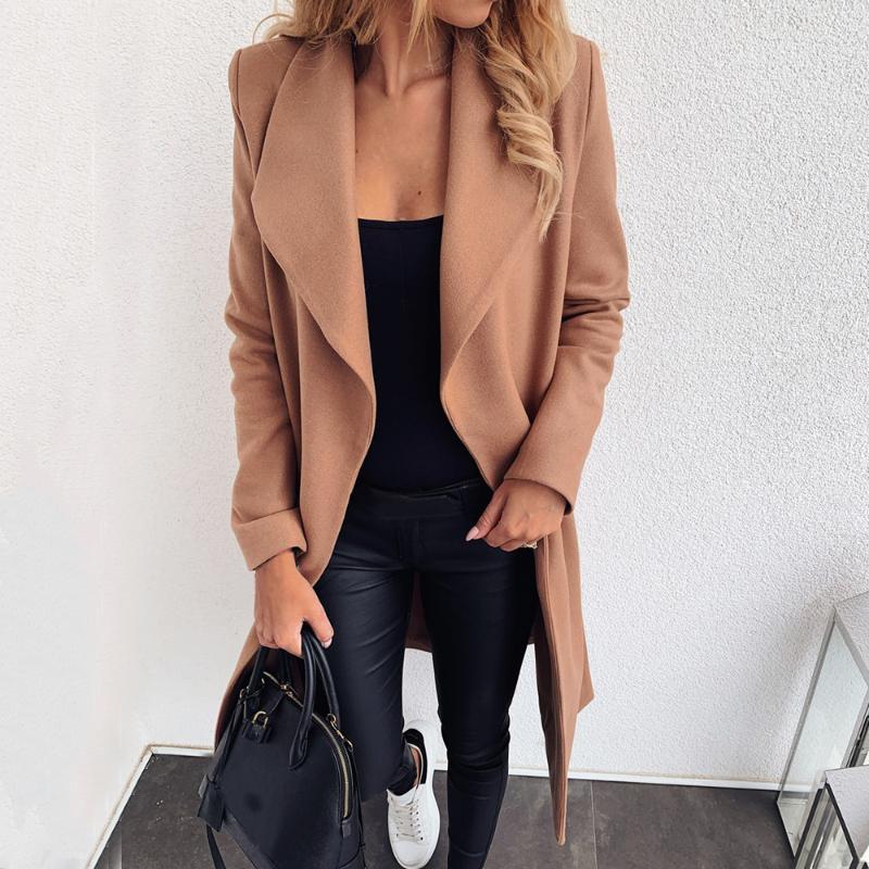 

Women's Wool & Blends Women Spring Solid Jackets Streetwear Bandage Long Sleeve Woolen Coat Ladies Casual Slim Thick Outwear Plus Size, B1-style 2