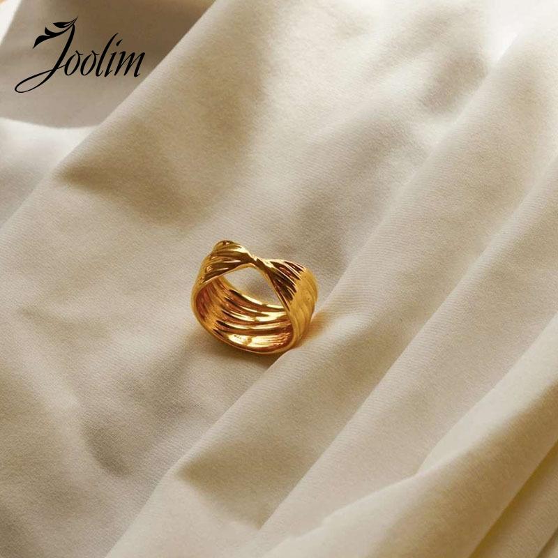 

Cluster Rings Joolim High End PVD Plated Stainless Steel Bowknot 2021 Trendy Jewelry, Golden;silver