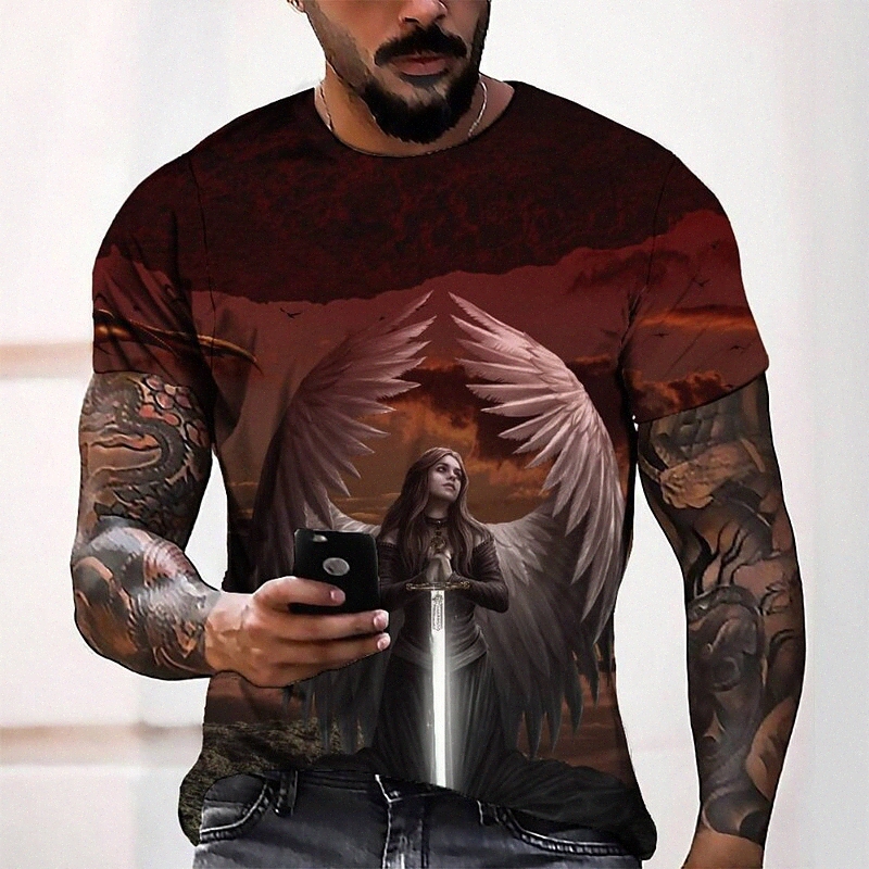 Men's Tee T shirt 3D Print Graphic Round Neck Casual Daily 3D Print Short Sleeve Tops Fashion Designer Cool Comfortable Gray g377#