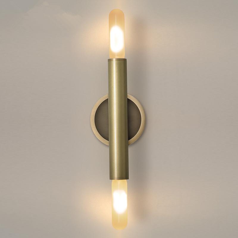 

Nordic Art Copper Wall Lamp LED Simple Column Modern Mirror Front Home Living Room Dining Bedroom Bedside Decorative Lights Lamps