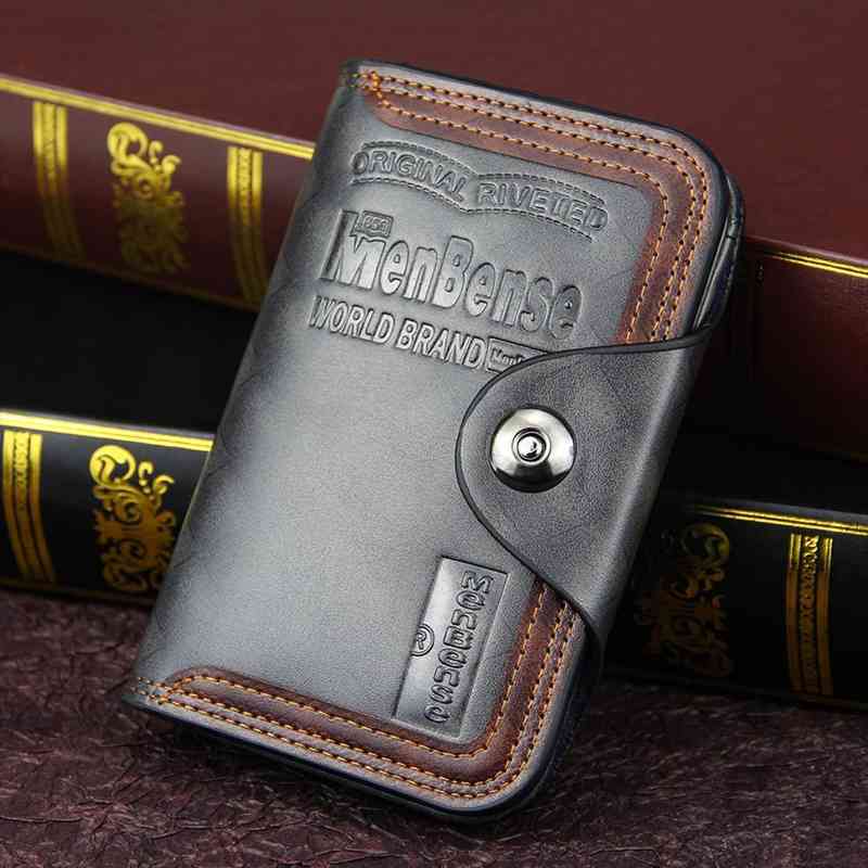 

vintage mens wallet magnet hook three fold wallets for man made of natural leather compartment purse men famous brand, Red;black