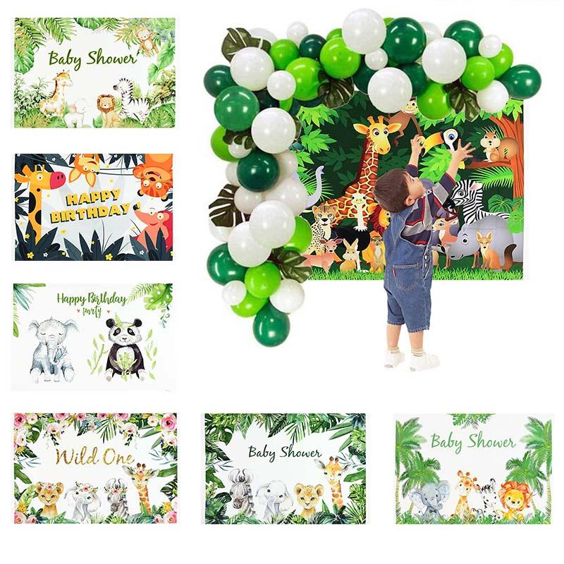 

Party Decoration Jungle Safari Pography Backdrop Cartoon Animals Baby Shower Favor Kids Birthday Po Booth Background 80x126cm