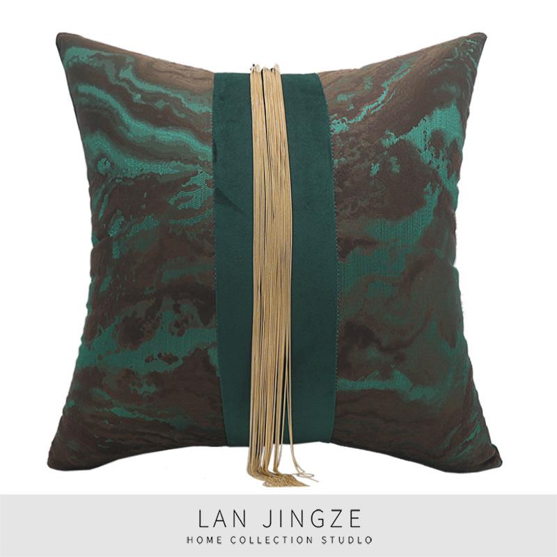 

Cushion/Decorative Pillow LAN JINGZE Jacquard Patchwork Cushions Gold Metal Tassel Pillowcase For Sofa Throw Pillows Decorative Cushion Cove