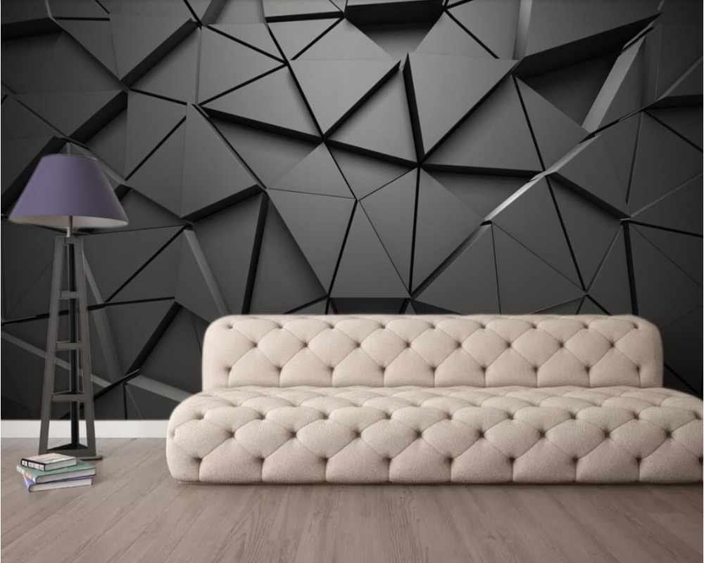 papel de parede Custom wallpaper fashion 3d photo mural stereo geometric abstract gray triangles background-image-703123073