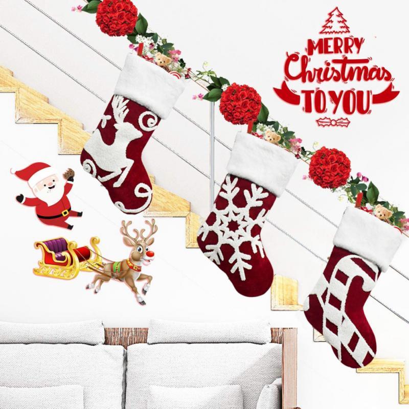 

Christmas Decorations 1PC Stocking Sack Xmas Gift Candy Bag For Home Fireplace Navidad Sock Tree Decor