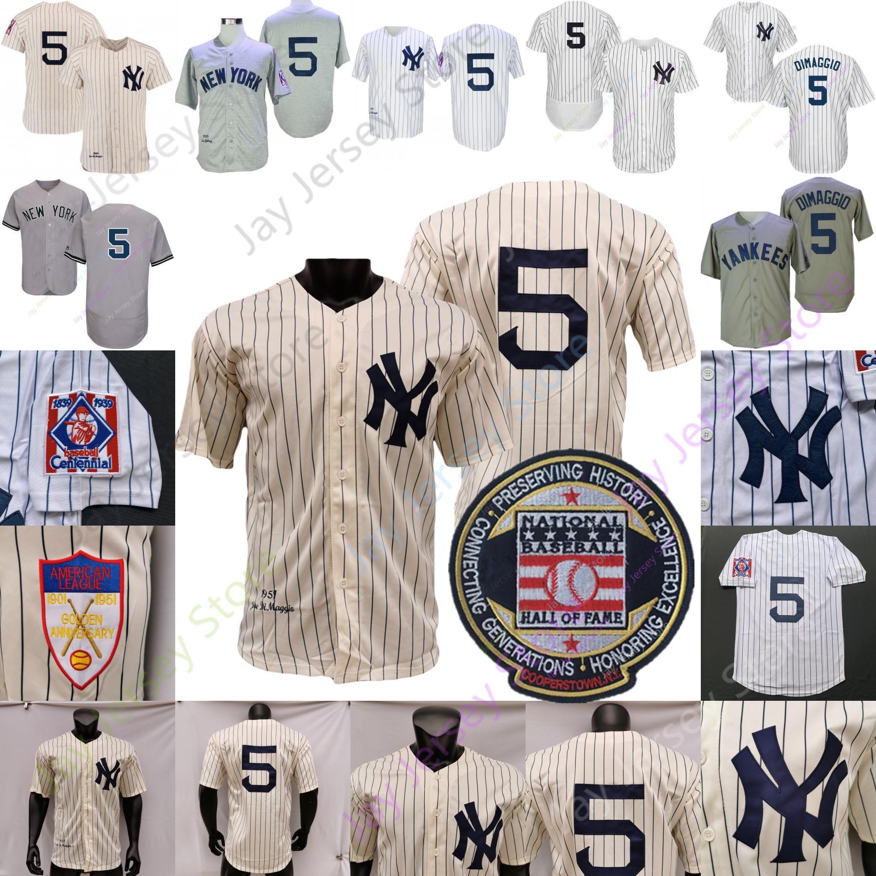 

Joe DiMaggio Jersey 1939 1951 White Pinstripe Baseball Hall Of Fame Patch Home Away Grey Black Pullover Button All Stitched, Blue;black