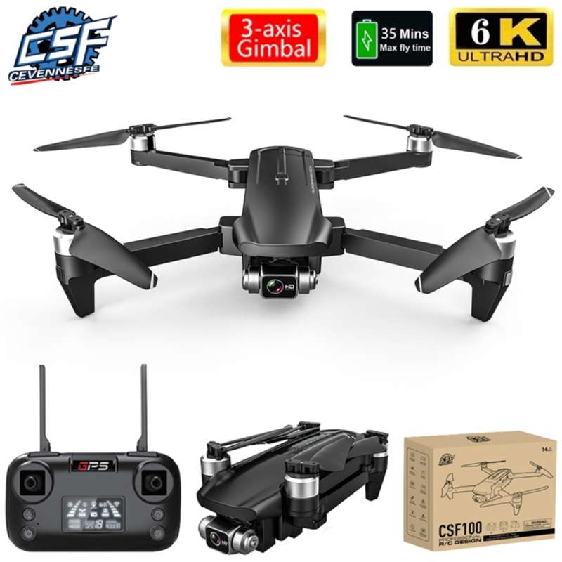 

CSF100 Drone 6K HD Camera 3-axis Gimbal 35 mins Flight Time Brushless Aerial Pography GPS WIFI FPV vs SG906 pro2 F11 210928, 4k 1b bag
